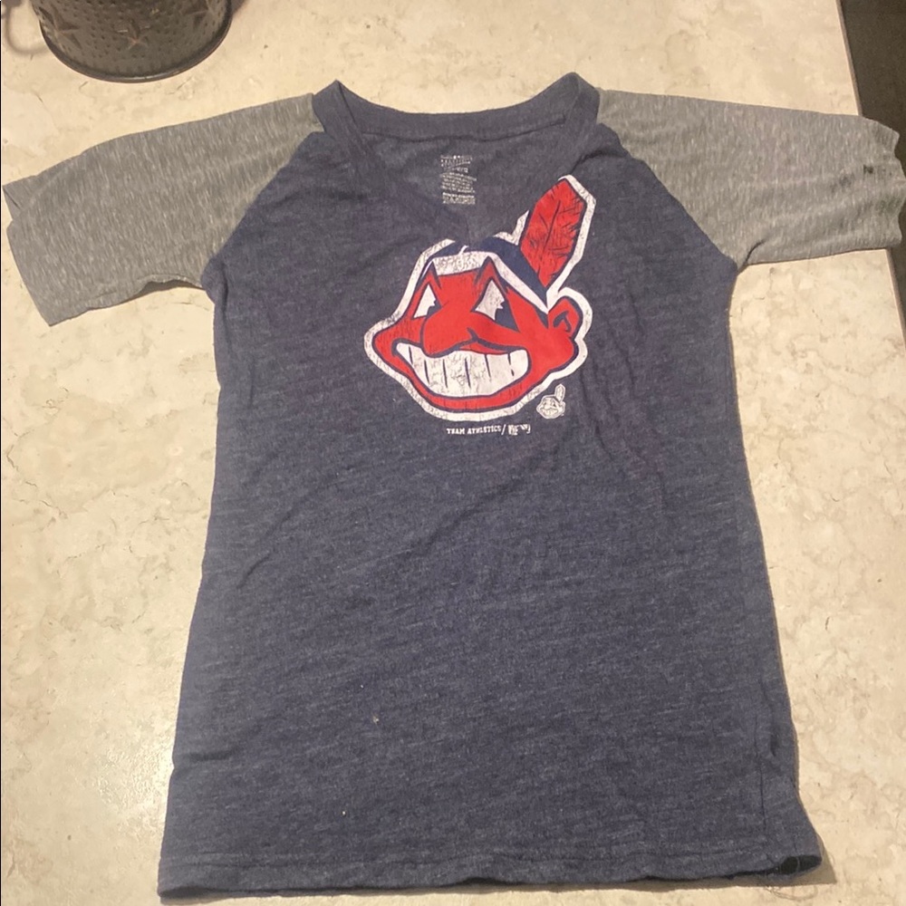 Cleveland Indians (Guardians) Blue and Gray Short Sleeve Tee